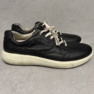 Ecco‎ Shoes Womens 10 (EU 41) Black Soft Leather Sneaker Lace Up Casual Read